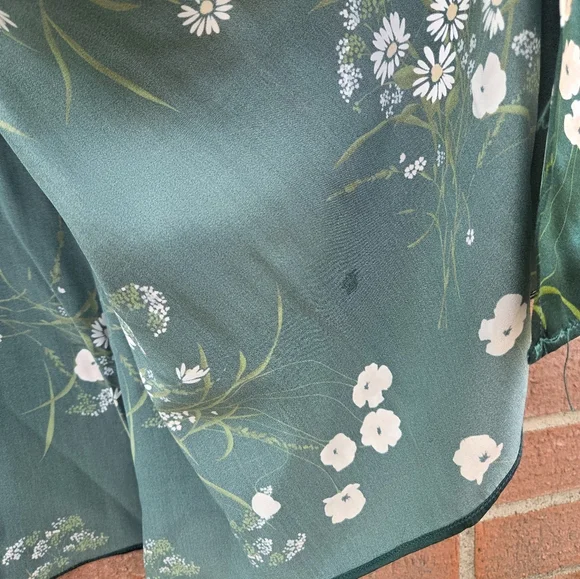 Reformation Birch Ruched Floral-Print Silk-Charmeuse Maxi Dress Green 12 Rare - Picture 7 of 9